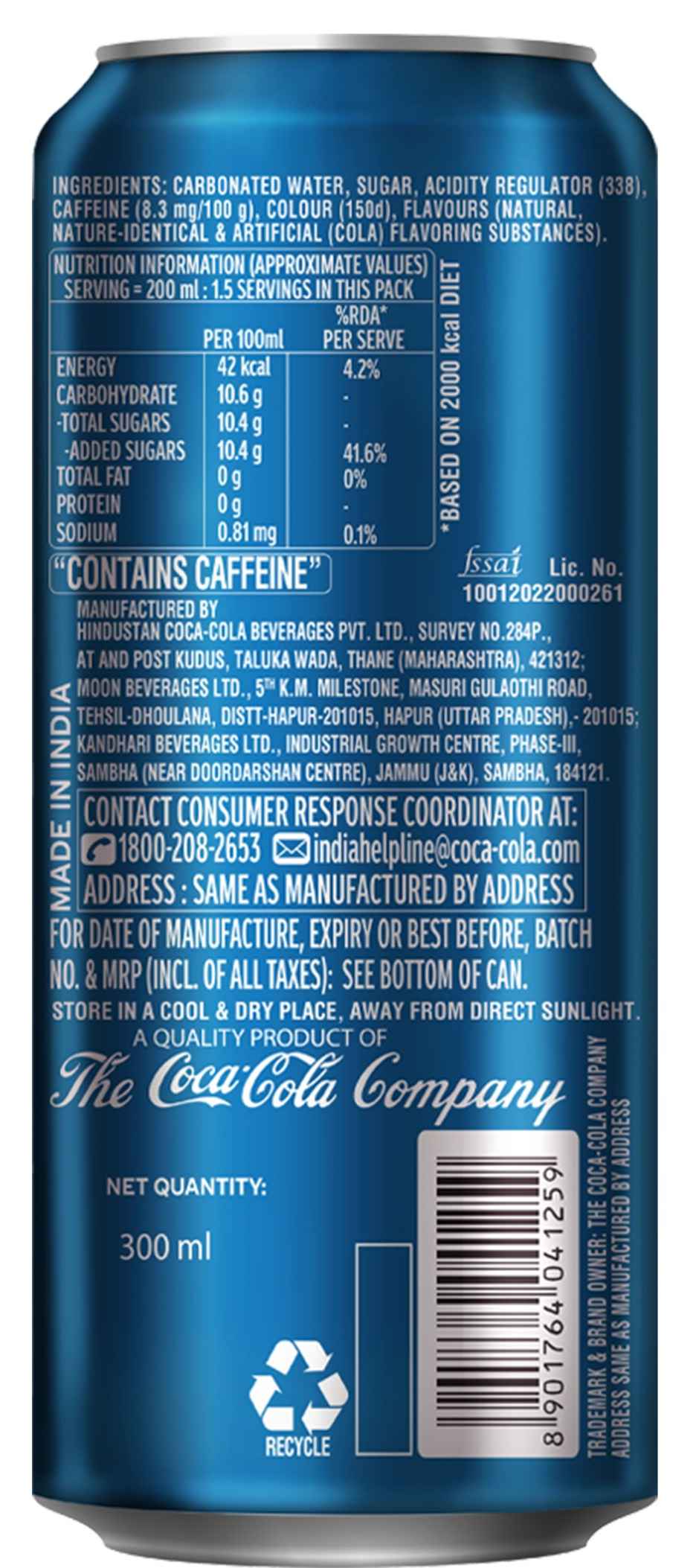 Thums Up Soft Drink Can, Carbonated Beverage Combo