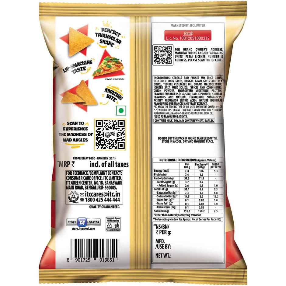 Bingo! Mad Angles Pizza Crisps, Crispy & Flavourful
