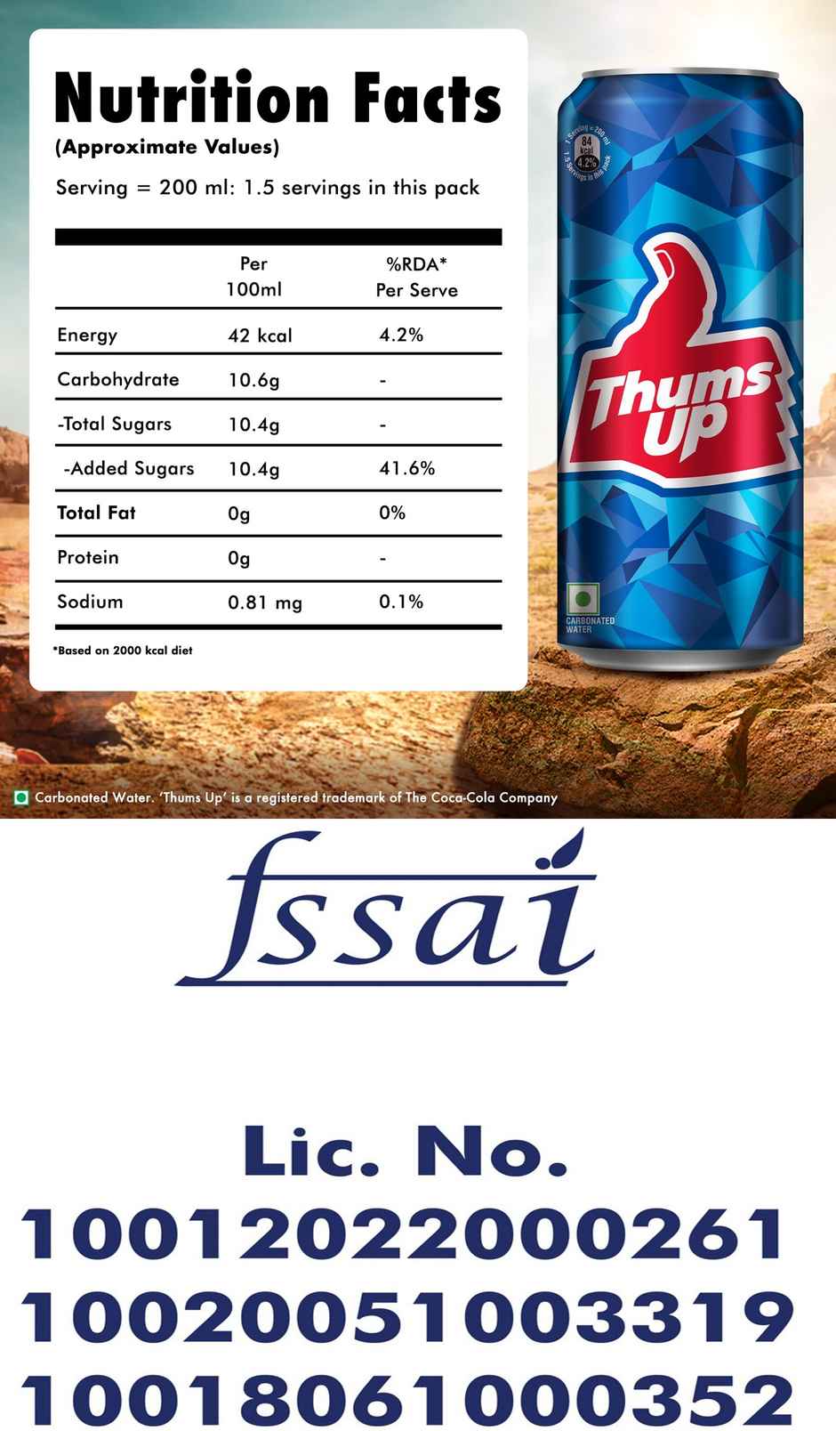 Thums Up Soft Drink Can, Carbonated Beverage Combo